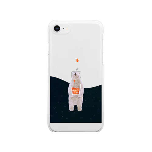 Appleマークから零れるジュースを集めるシロクマさん Clear Smartphone Case