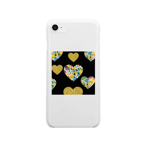 和柄ハート×ラメハート Clear Smartphone Case