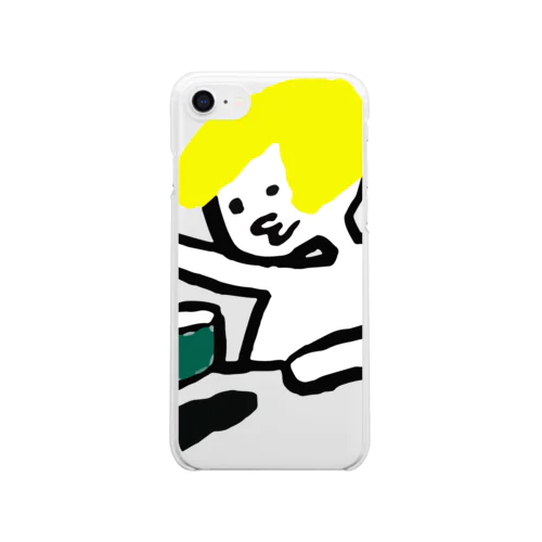 やけ酒しちゃう（ぱつきんベレーさん） Clear Smartphone Case