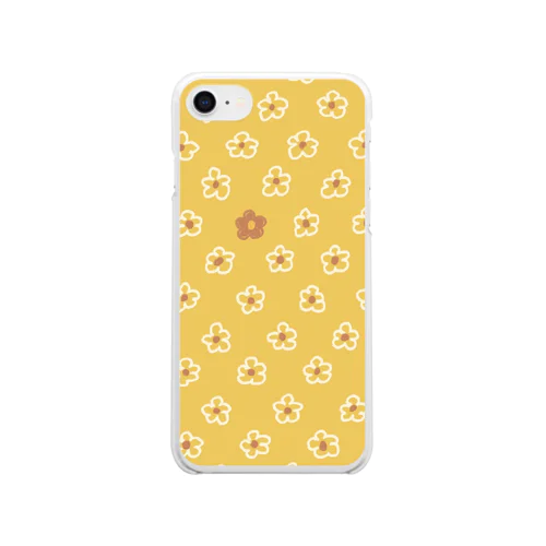 花柄(Yellow) Clear Smartphone Case