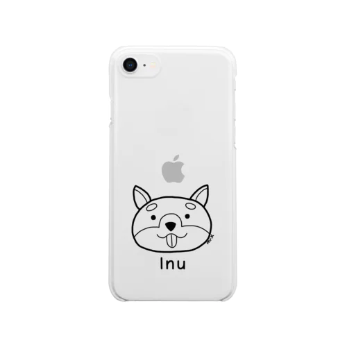 Inu (犬) 黒デザイン クリアスマホケース