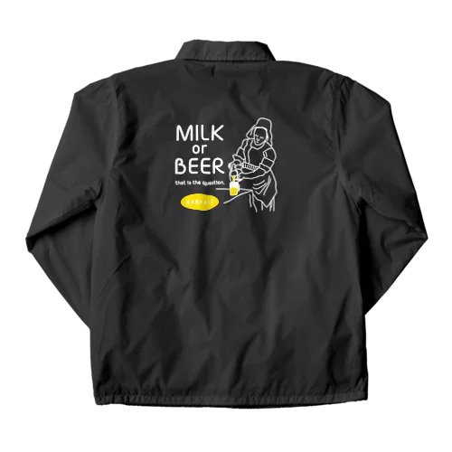 名画 × BEER（牛乳を注ぐ女・牛乳かビールか、それが問題だ。）白線画 Coach Jacket
