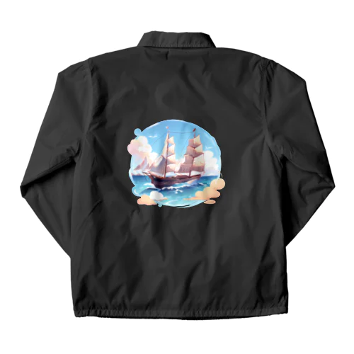 晴天の大海原と帆船 Coach Jacket