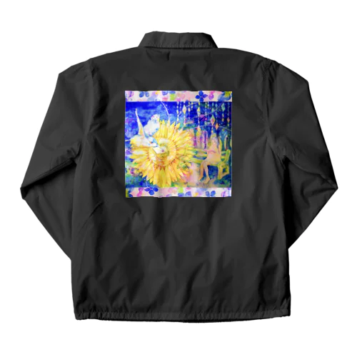 向日葵と翡翠・紫陽花の花びら（正方形） Coach Jacket