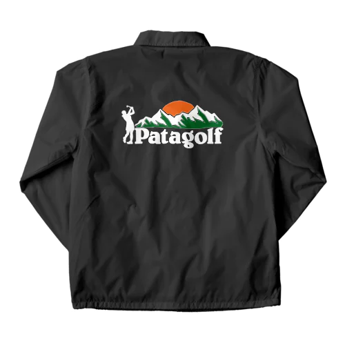 パタゴルフ-白ロゴ-黒ベース Coach Jacket