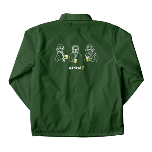 偉人 × BEER（三人の音楽家）白線画 Coach Jacket