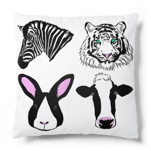 モノクロ動物集結 Cushion