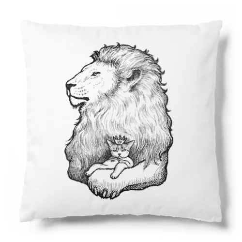 カブと獅子(モノクロ) Cushion