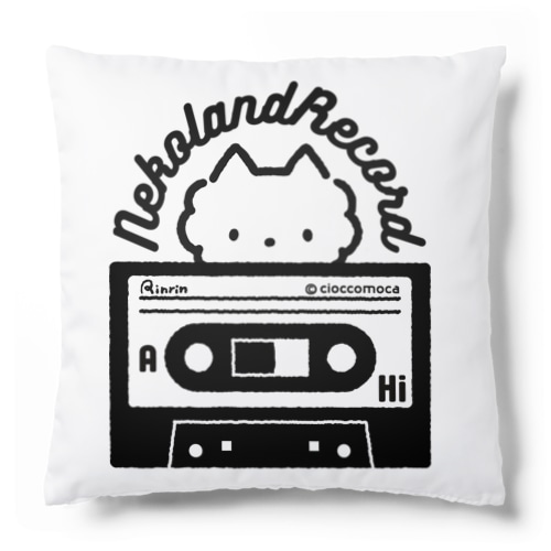 ねこらんどレコード・カセット【Black】 Cushion