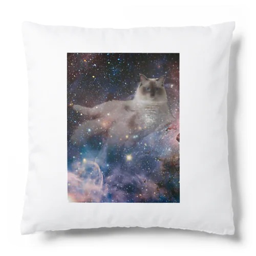 BLACK FACE CAT in space  Cushion