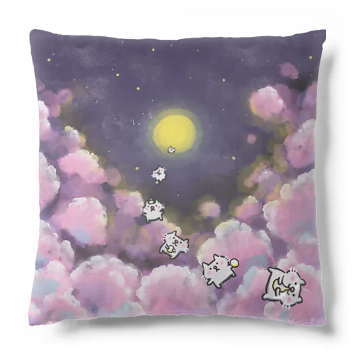 つらなりねこ　月夜と餅 Cushion