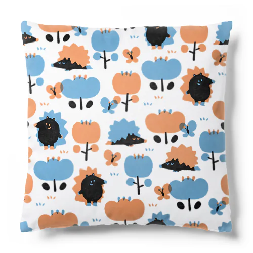 Pattern⋰おひるねハリネズミ│blue orange Cushion