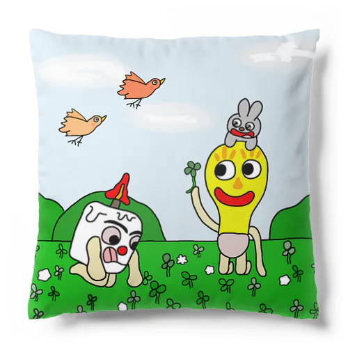 「キャンドルくんとライトくん」四つ葉のクローバー Cushion