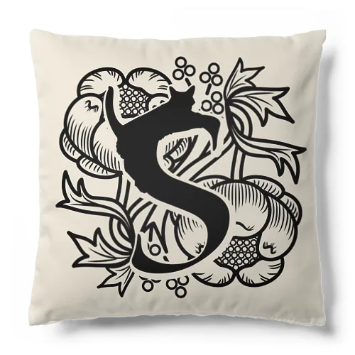 レトロネコ　イニシャルクッション S Cushion