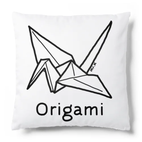 Origami (折り紙鶴) 黒デザイン クッション