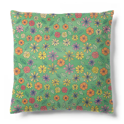 緑の花柄 Cushion