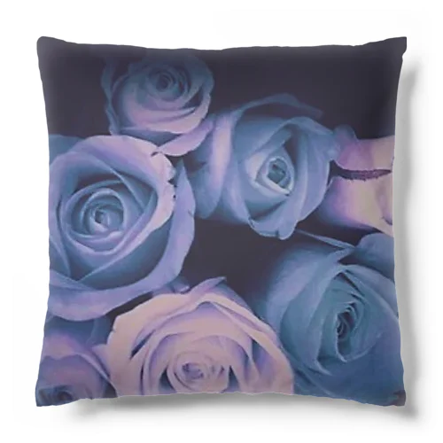 Blue and Purple Roses Cushion