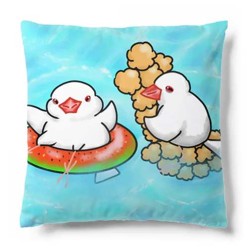 ぷかぷか水遊び文鳥ず Cushion