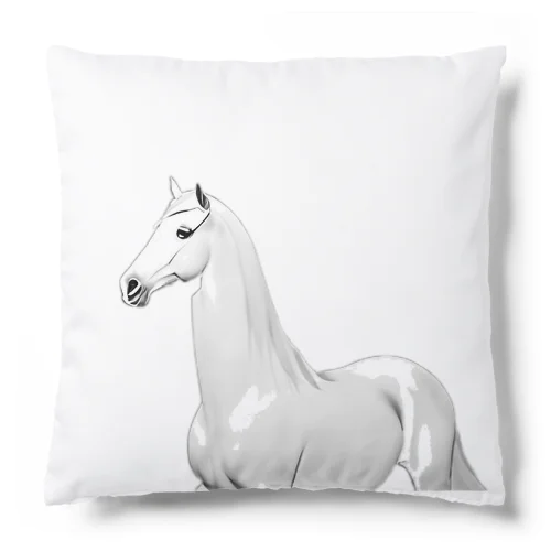 モノクロ白馬 Cushion