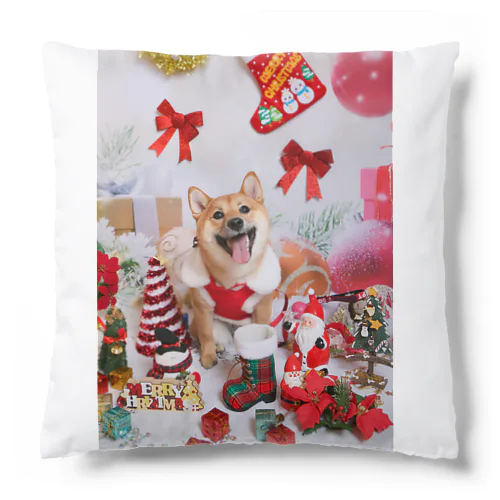 柴犬 MARRY CHRISTMAS ! 赤いリボン Cushion