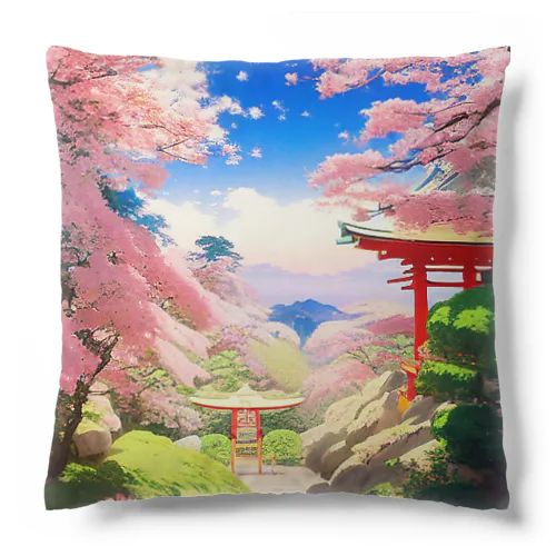 桜・鳥居・青空　その１ Cushion