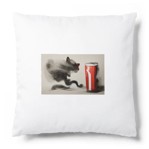 躍動感のある猫とコーラ Cushion