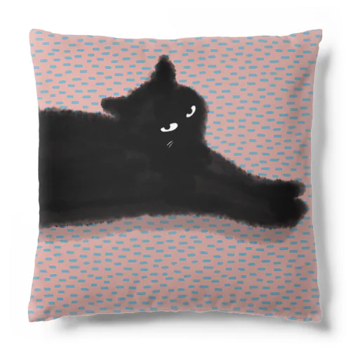 飛んでるつもりの黒猫クッション Cushion