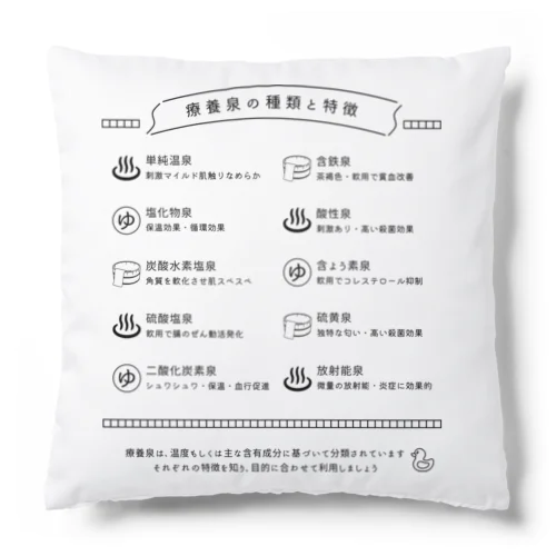 療養泉の種類と特徴（黒・前面） Cushion