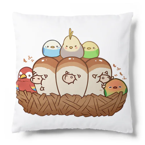 オウムとインコとちぎりぱん Cushion