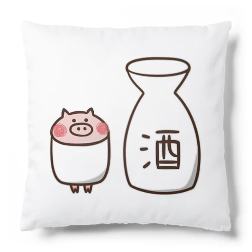 おちょこぶーちゃんと日本酒クッション Cushion