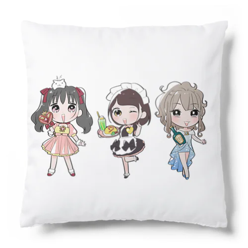 三人娘（萌のお仕事） Cushion