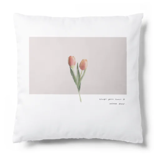 two peach tulip . Cushion