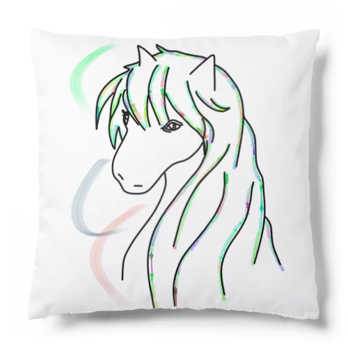 馬　カラフルラインアート　 Cushion