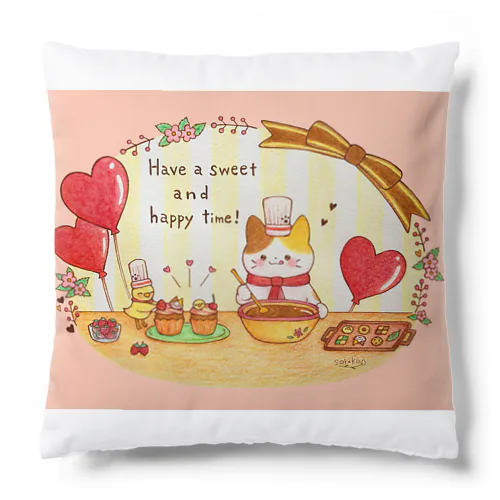 甘くて幸せなひと時を🍫💓ネコノゆず & はなピヨ Cushion