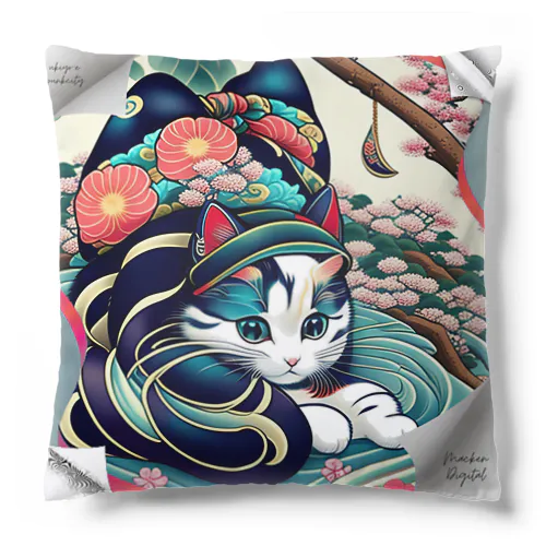 浮世絵catsパンクシティ 葛飾キャッツ斎（猫名 シルク） Cushion