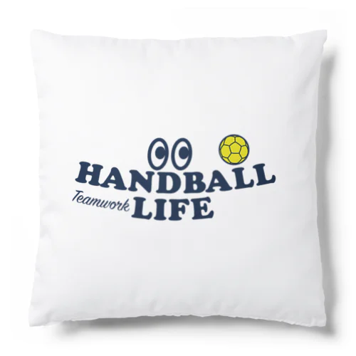 ハンドボール・目玉・HANDBALL・デザイン・Tシャツ・送球・男子・女子・得点・ボール・選手・ポジション・応援・スポーツ・かっこいい・かわいい・ステップシュート・有望・確実 クッション