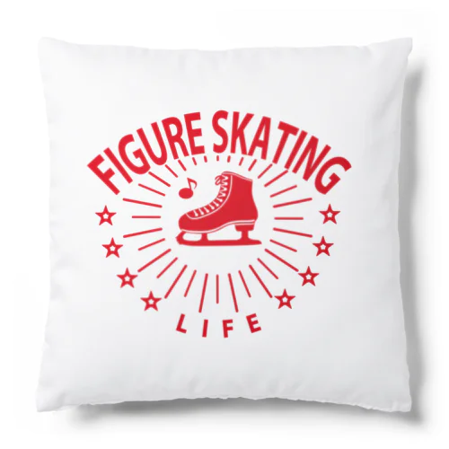 フィギュアスケート・赤・星・figure skating・グッズ・デザイン・フィギアスケート・#Tシャツ・ステップ・スピン・ジャンプ・スケート靴イラスト・技・男子・女子・かっこいい・かわいい・アイスダンス クッション