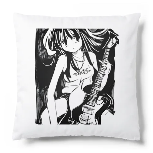 ギター少女 guitar girl マンガイラスト風 Cushion