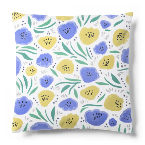 抽象的な手描きの花柄 Cushion