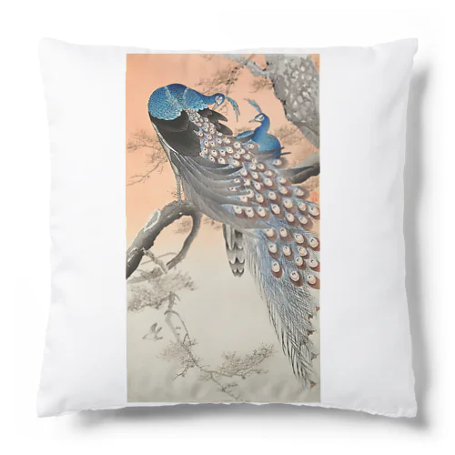 小原古邨　二羽の孔雀　Ohara Koson / Two peacocks on tree branch Cushion