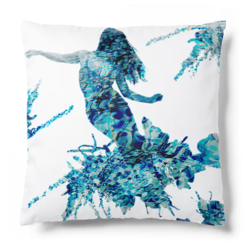 Mermaid yellow.BENA 　MIZUSHIBUKI Cushion