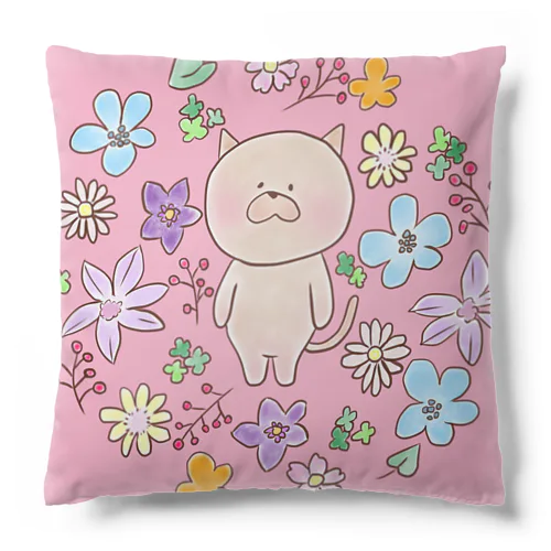 リエ猫 と お花 Cushion