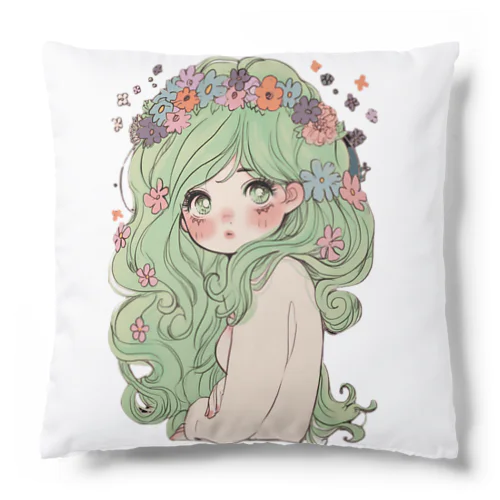 グリーンフラワーガール Cushion