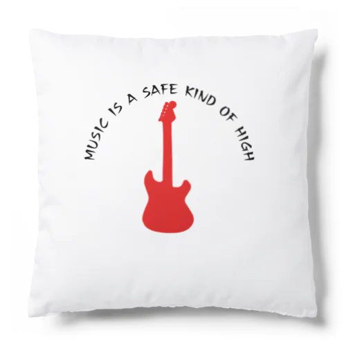 赤いギター Music is a safe…ギタリスト名言　黒 Cushion