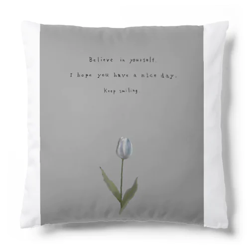 TULIP, white gray blue . Cushion