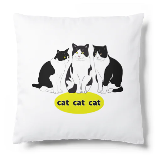 ハチワレーズ　猫　黄色ロゴ Cushion