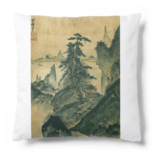 日本画：雪舟_山水図(室町時代) Cushion