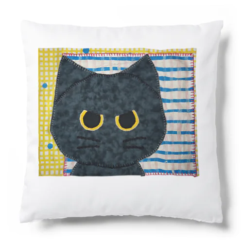 黒猫くろだまの手縫いアップリケ風 Cushion