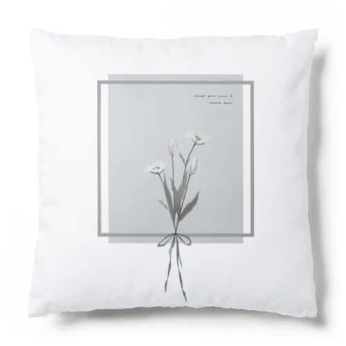 White Gray Blue . Ribbon . Cushion