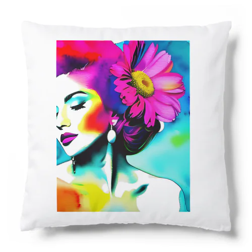 Floralfusion Pillow－花と女性と色ー Cushion